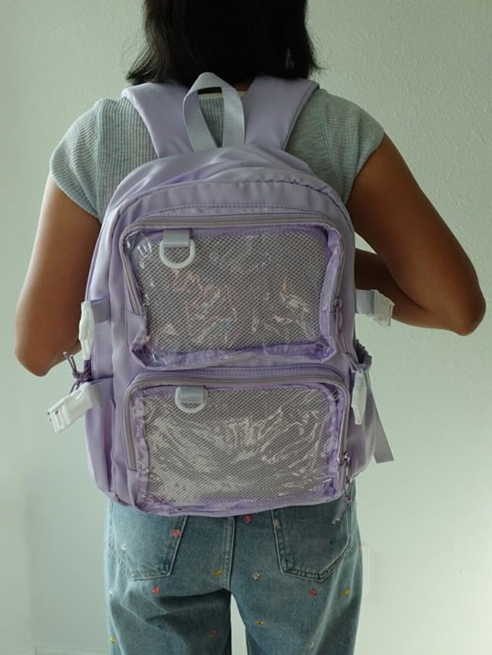 PURPLE Large Ita Backpack with 2 Inserts Lightweight Spacious Anime Pin Backpack